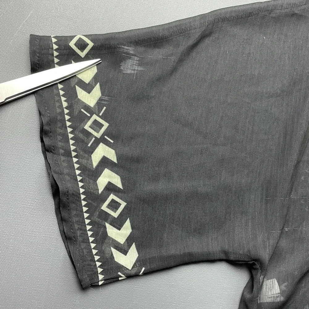 Xhilaration Kimono Cardigan Womens XS Black Fringe Sheer Festival Tribal Kimono